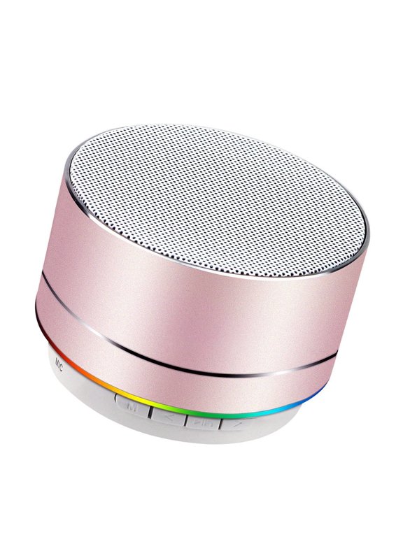 Mini Wireless Speaker, Portable Bluetooth Speaker with HD Sound, 4H Play-time, Built-in Mic, TF Card Slot, FM and LED Lights for Home, Travel