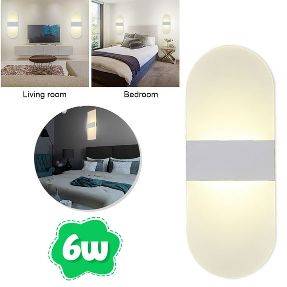 AMERTEER Modern Wall Sconces 6W LED Wall Lights Up Down Wall Lamp Acrylic for Bedroom Corridor Stairs Bathroom Indoor Lighting Fixture Not Dimmable Home Room Decor, Warm White