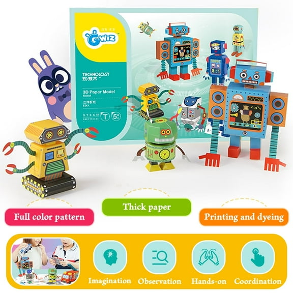 AMERTEER Origami Paper Kit for Kid, 3D Colorful Paper Model DIY Folding Paper Model for Crafts Toddler Crafts Art Toys for Parent-Child Game, School Handmade Lessons, for Boys Girls