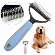 AMERTEER Pet Undercoat Rake - Double Sided Dematting Tool for Dogs and Cats - Safe Grooming & Deshedding Brush - Comb Out Mats & Tangles Easily