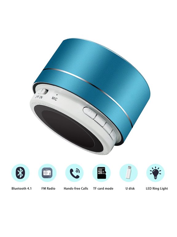 Portable Wireless Bluetooth Speaker with Built-in-Mic,Handsfree Call,AUX Line,TF Card,HD Sound and Bass for iPhone Ipad Android Smartphone and More(Blue)
