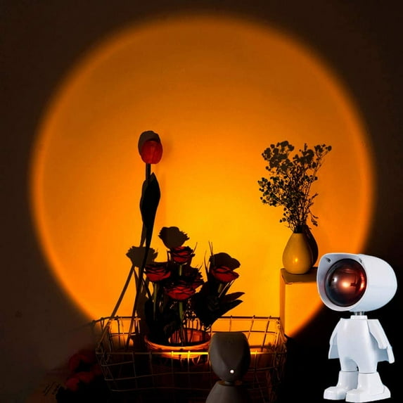 AMERTEER Robot Sunset Projection Lamp - 360 Degree Visual Mood Rotation Sunset Led Night Light Usb Led Projection Light Romantic Visual Mood Lighting Lamp For Bedroom Wedding Garden Party Home
