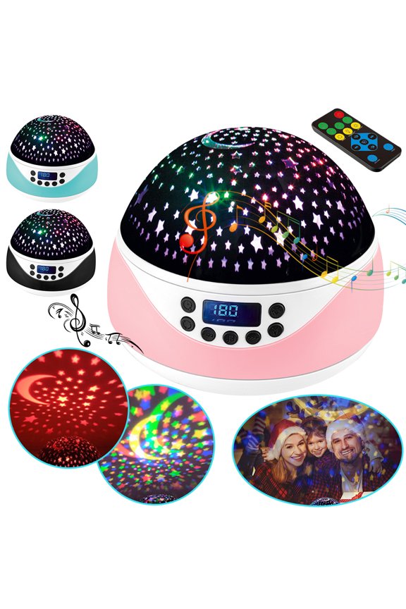 Romantic Rotating Lights Remote Control Projection Lamp for Bedroom,Night Lights Projector for Kids with Timer & Music