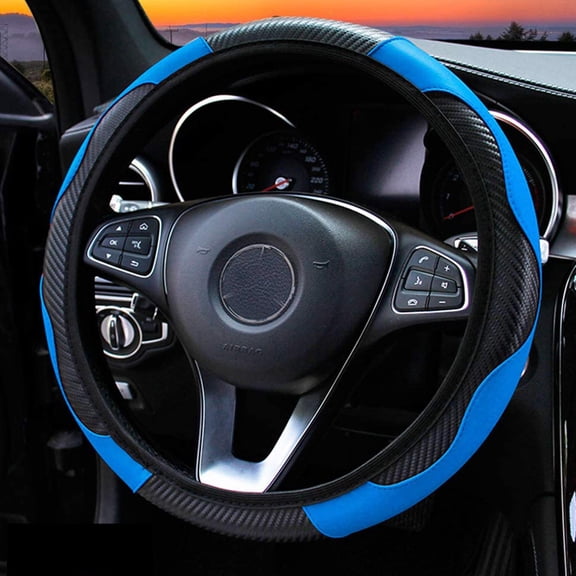 AMERTEER Steering Wheel Cover Microfiber Leather Viscose, Breathable, Anti-Slip, Odorless, Warm in Winter Cool in Summer, Universal 15 Inches