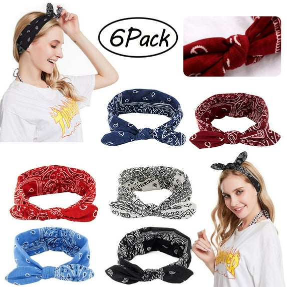 AMERTEER Turban Headband, 6 Pack Women Headwraps Workout Hair Band Girls Bows Bandana Yoga Running Boho Elastic Head Wrap Accessories Fashion Sport, Multi- Color