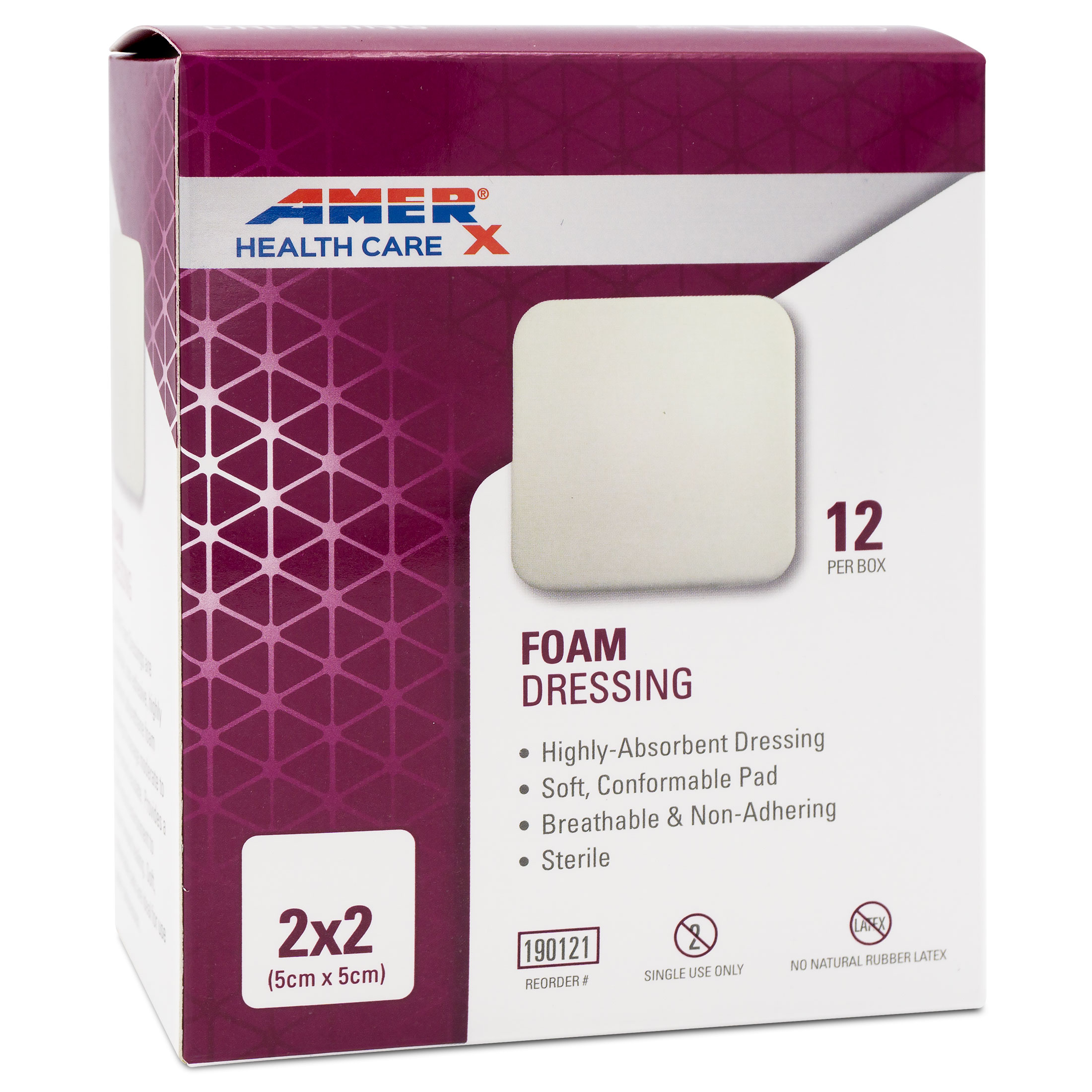 AMERX Foam Dressing (2x2) HighlyAbsorbent NonAdhesive Ideal for