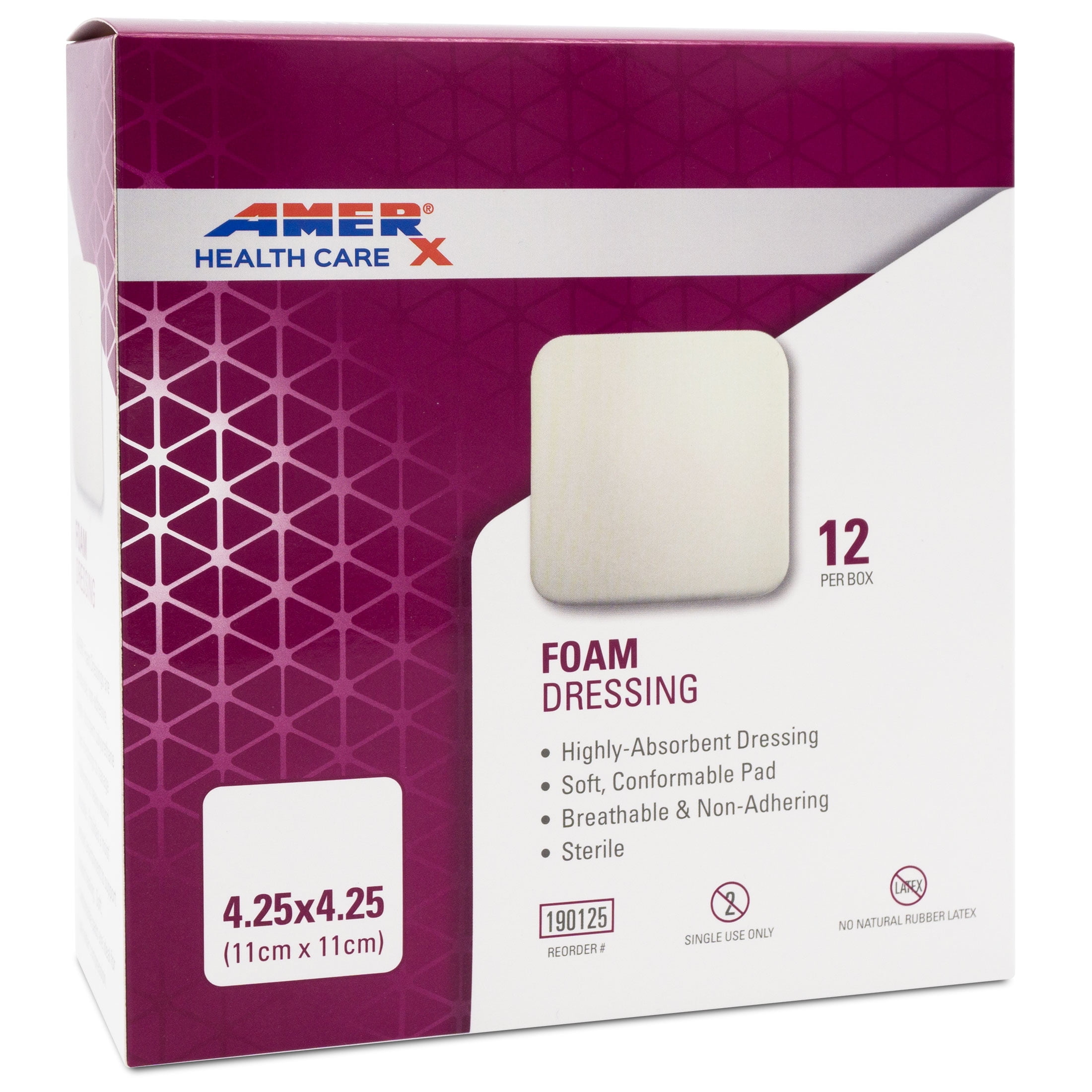 AMERX Foam Dressing (4.25x4.25) HighlyAbsorbent NonAdhesive