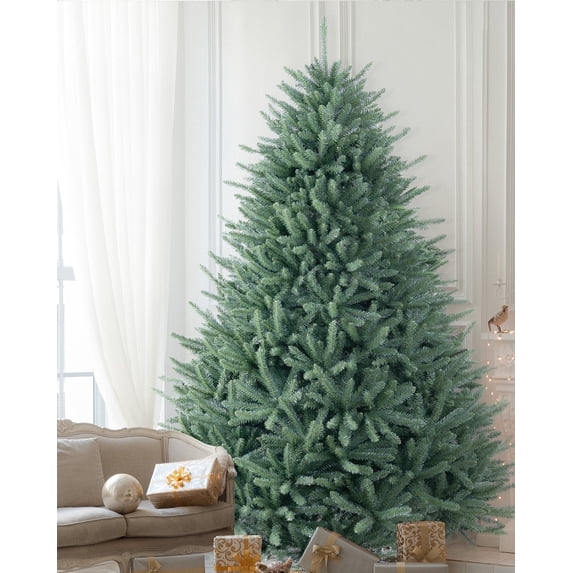 AMERZEST Christmas Tree 7ft Full Premium Blue Fir Artificial Christmas Tree Unlit, Hinged Blue Spruce Xmas Tree No Lights