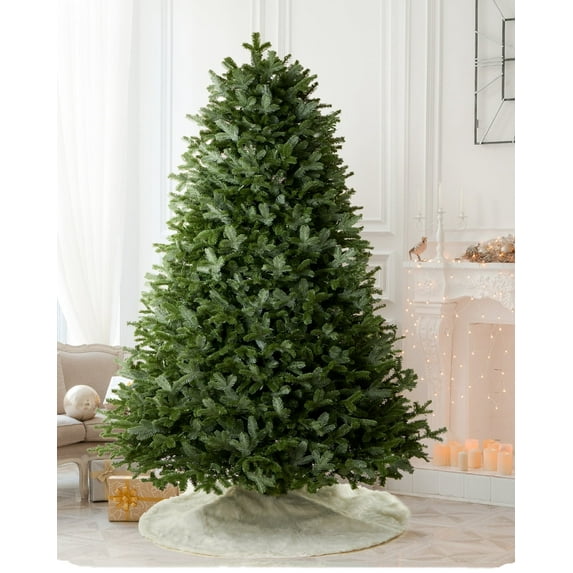 AMERZEST Christmas Tree 9ft Premium Fraser Fir Artificial Christmas Tree, Hinged Fraser Spruce Xmas Tree No Lights, Feel Real Christmas Full Tree