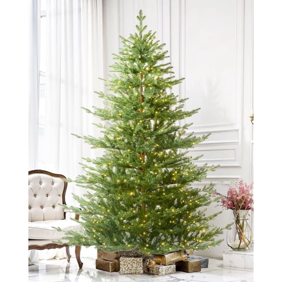 AMERZEST Pre-Lit Christmas Tree 6ft Aspen Fir Artificial Christmas Tree with 400 Dual Color LED Lights w/ Remote Cotroller