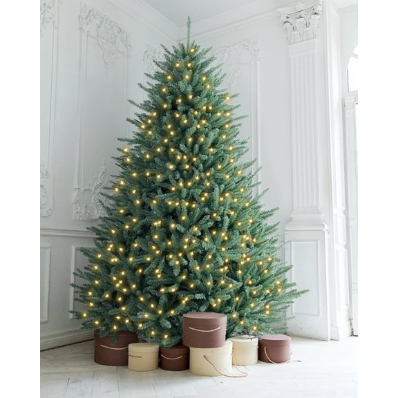 AMERZEST Pre-lit 9ft Blue Fir Premium Artificial Full Xmas Tree with 900 Dual Color LED Lights, Full Xmas Tree w/Remote Control