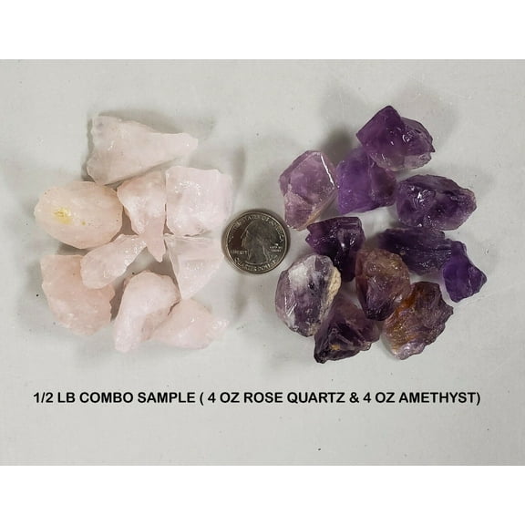 AMETHYST & ROSE QUARTZ Crystal Combo Bulk Rough Healing Crystal Stones