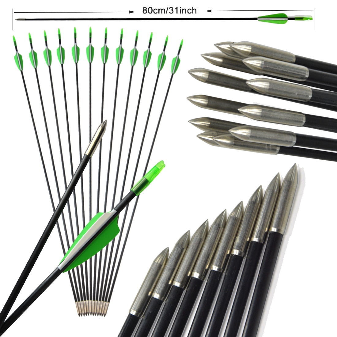 Toparchery - 12 Pointes De Flèche 3D à 3 Lames, 125 Grains | Pour Tir Sur Cible, Chasse, Arbalète | Bleu, Acier Inoxydable