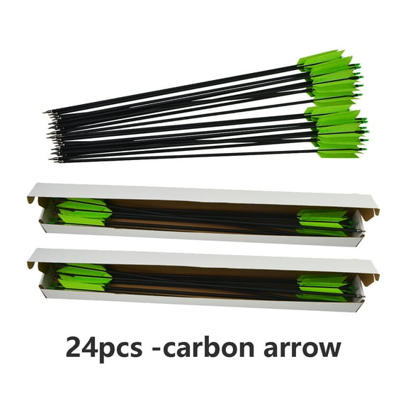 AMEYXGS (24pcs Green) Archery 31" Carbon Arrow Feather for Recurve Bow Practice Hunting Target