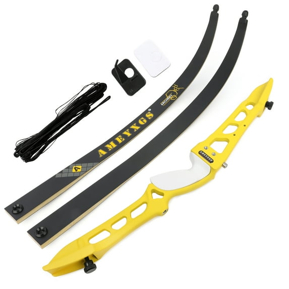 AMEYXGS 66" Olympic Style Competition Recurve Bow - Yellow Riser & Black Limbs 18 Lbs, Right Hand