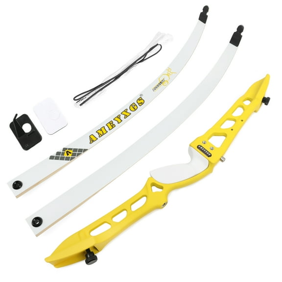 AMEYXGS 66" Olympic Style Competition Recurve Bow - Yellow Riser & White Limbs 20 Lbs, Right Hand