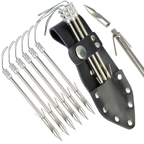 AMEYXGS 6X Bowfishing Darts Arrowhead Slingshot Catapult Tips Quiver Bow Fishing Hunting