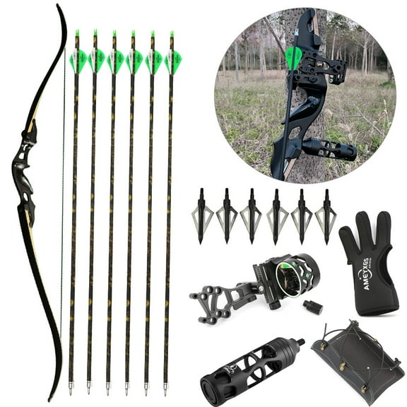 AMEYXGS Archery 60" Hunting Recurve Bow 20-55lbs Takedown Aluminum Riser Archery Outdoor