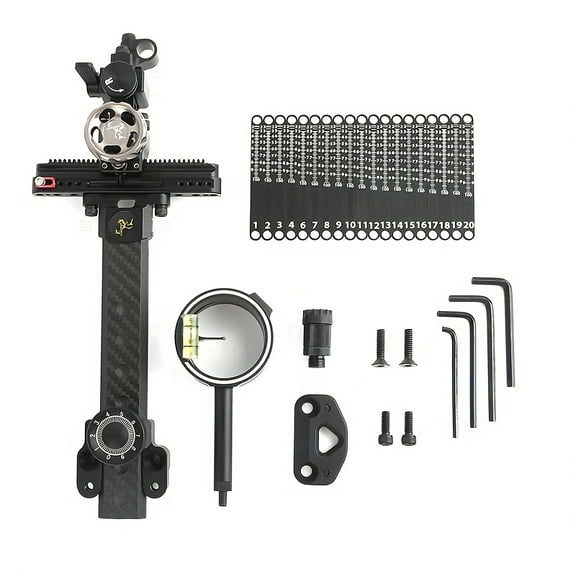 AMEYXGS Archery Aluminum Compound Bow Sight with 8X Magnifying Scope, Adjustable aiming light & Quick-Adjust Gears, Micro-Adjustable for Precision Shooting - Compatible with All Compound Bows