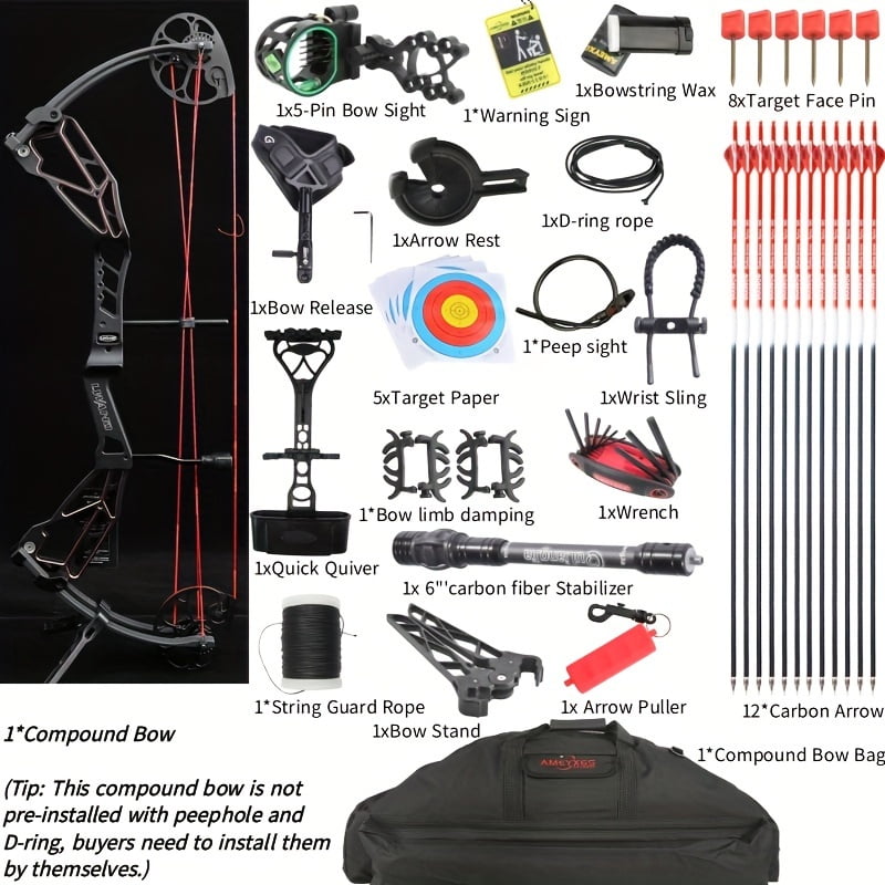 AMEYXGS Archery Compound Bow Set 30–70lbs – Adjustable Hunting & Target Shooting Bow for Adults Beginners