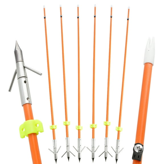 AMEYXGS Archery Fiberglass Bowfishing Arrow Bow Fishing Arrows with Broadheads Safty Slides for Compound and Bow Recurve Bow Hunting