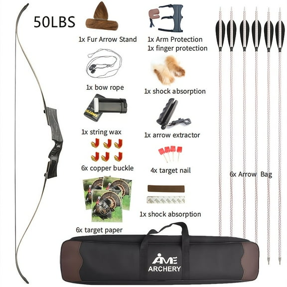 AMEYXGS Archery Reverse Recurve Bow Wood 20-55lbs Bow Outdoor Shooting Beautiful Hunting Bow Set Right Hand