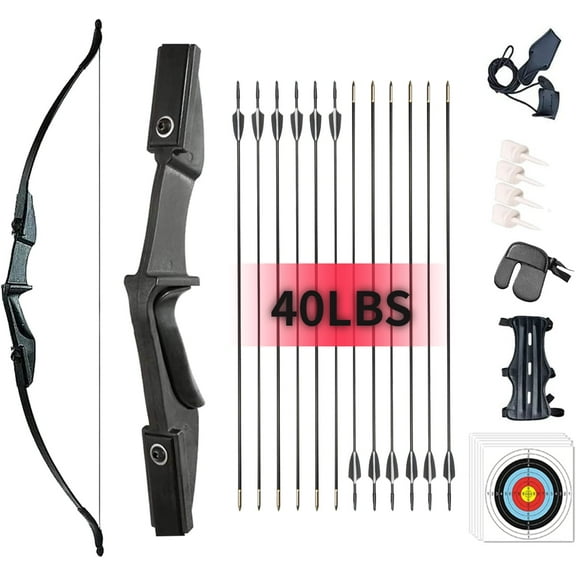 AMEYXGS Archery Takedown Recurve Bow and Arrow Set Left/Rght Hand Longbow Kit Beginner