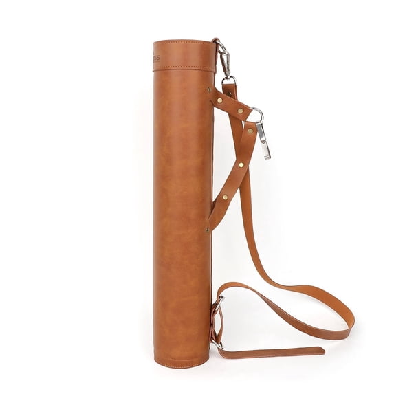 AMEYXGS Brown PU Leather Arrow Quiver with Adjustable Length – Crossbody, Single Shoulder, and Waist Belt Compatible Archery Quiver