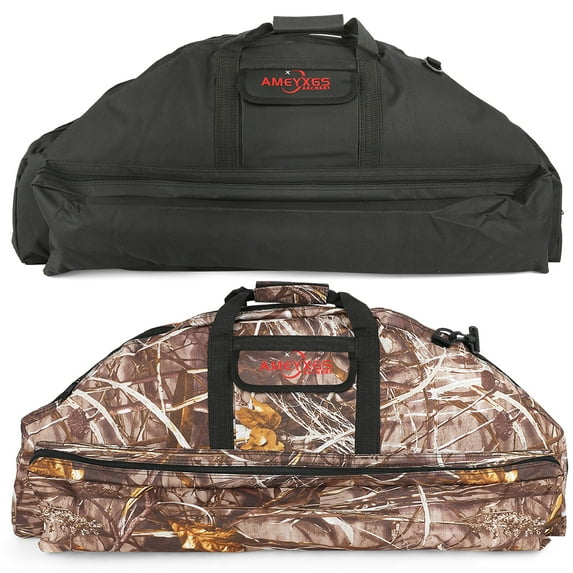 AMEYXGS Compound Bow Case, 95cm Options, Black & Camouflage, Waterproof Canvas, Handheld/Shoulder/Backpack, Large Capacity with Padded Protection