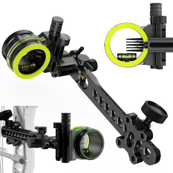 AMEYXGS Compound Bow Sight 5 Pin 4X 6X 8X Lens 019" Micro Adjustable Archery