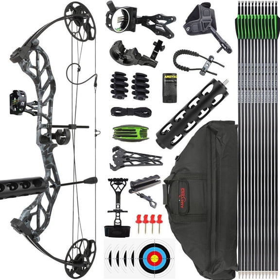 AMEYXGS E8 Compound Hunting Bow 31 ATA, IBO 320 FPS, 30-70 Lbs
