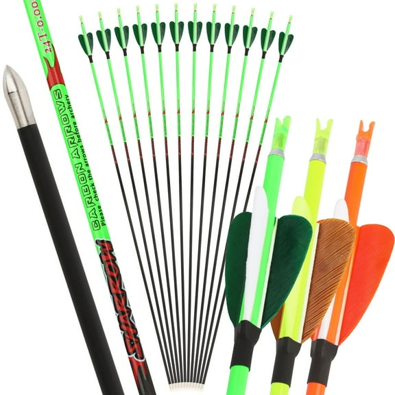 AMEYXGS Hunting Carbon Arrows 12pcs High Performance Archery Arrows for Target Practice and Hunting, Spine 600