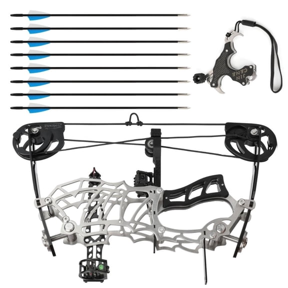AMEYXGS Metal Short Axis 15-32lbs 13" Mini Compound Arrow Set Bow Hunting Shoot RH/LH