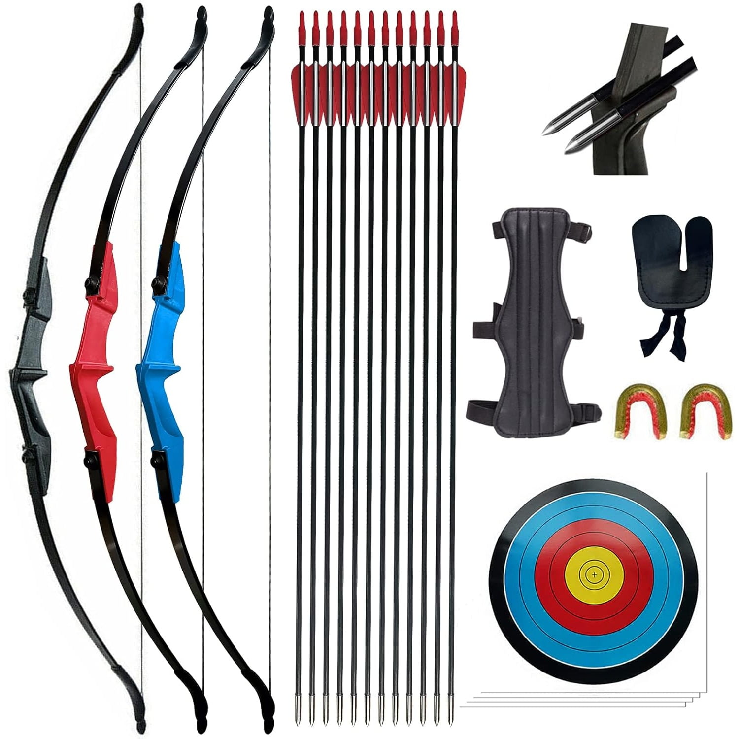 AMEYXGS Recurve Left & Right-Handed Bow Set for Beginner Teenagers