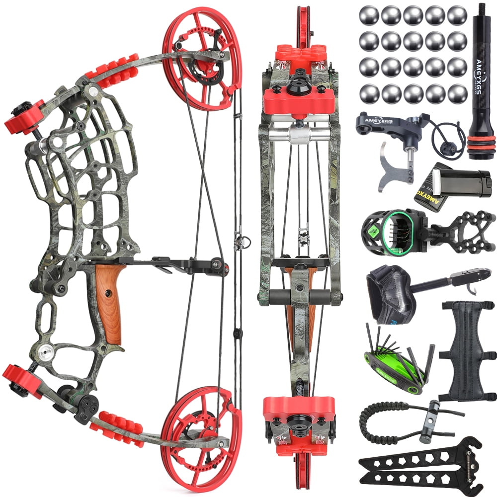 AMEYXGS Short Axis Compound Bow 30-70lb Set Dual-Use Steel Ball Arrow Archery Hunting RH LH