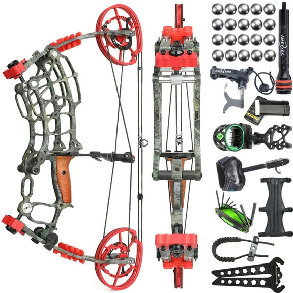 AMEYXGS Short Axis Compound Bow 30-70lb Set Dual-Use Steel Ball Arrow Archery Hunting RH LH
