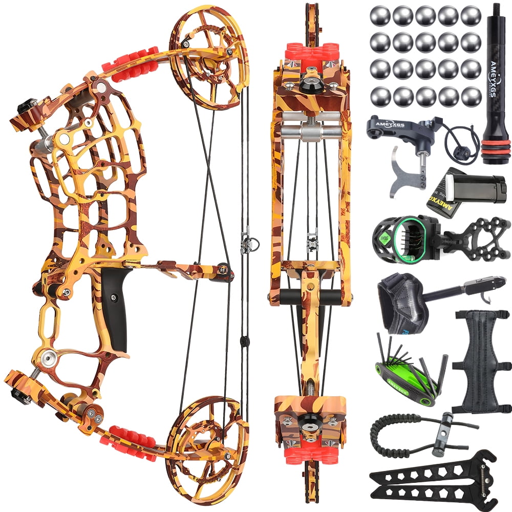 AMEYXGS Short Axis Compound Bow 30-70lb Set Dual-Use Steel Ball Arrow Archery Hunting RH LH