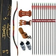 thumbnail image 1 of AMEYXGS Traditional Archery Recurve Bow Longbow Horsebow & Arm guard & Carbon Arrows, 1 of 8