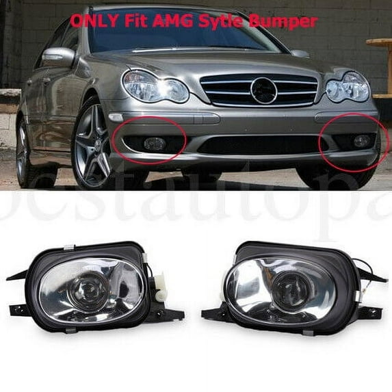 AMG Style Front Bumper Clear Fog Lights For Mercedes Benz W203 C32 C55 AMG