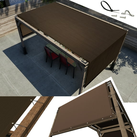 AMGO 10' x 14' Brown Pergola Sun Shade Canopy Replacement Cover UPF50, Commercial Grade 260 GSM Cloth for Outdoor Patio, Garden, Deck, Backyard (We Make Custom Size)