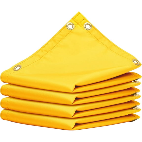 AMGO 10' x 14' Yellow Custom Size Waterproof Shade Cloth with Grommets - 90% Sunblock, Durable Mesh Fabric Tarp for Dog Kennel Cover, Fence Privacy Screen, Greenhouse, Coop & Pet Playpen