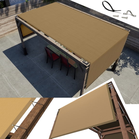 AMGO 10' x 23' Sand Beige Pergola Sun Shade Canopy Replacement Cover UPF50, Commercial Grade 260 GSM Cloth for Outdoor Patio, Garden, Deck, Backyard (We Make Custom Size)