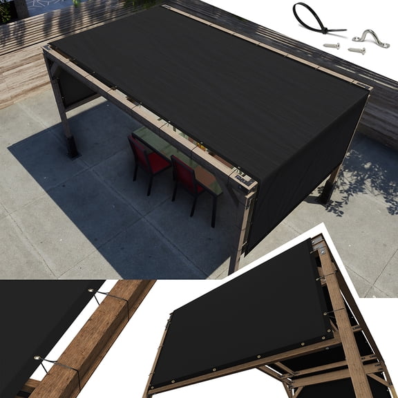 AMGO 4' x 9' Black Pergola Sun Shade Canopy Replacement Cover UPF50, Commercial Grade 260 GSM Cloth for Outdoor Patio, Garden, Deck, Backyard (We Make Custom Size)
