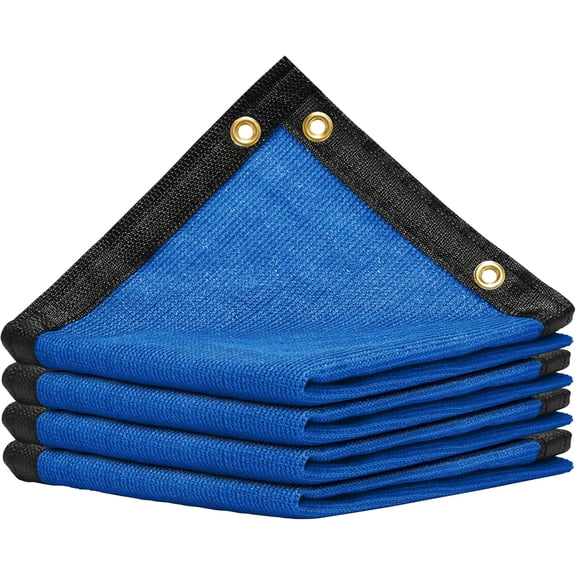 AMGO 7' x 11' Blue Custom Size Shade Cloth with Grommets - 90% Sunblock, Durable Mesh Fabric Tarp for Dog Kennel Cover, Fence Privacy Screen, Greenhouse, Chicken Coop & Pet Playpen