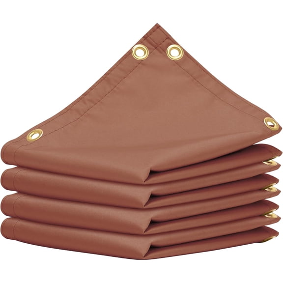 AMGO 8' x 11' Brown Custom Size Waterproof Shade Cloth with Grommets - 90% Sunblock, Durable Mesh Fabric Tarp for Dog Kennel Cover, Fence Privacy Screen, Greenhouse, Coop & Pet Playpen