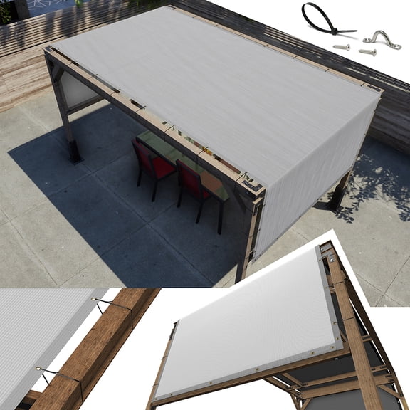AMGO 9' x 25' Grey Pergola Sun Shade Canopy Replacement Cover UPF50, Commercial Grade 260 GSM Cloth for Outdoor Patio, Garden, Deck, Backyard (We Make Custom Size)