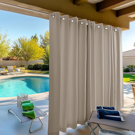AMGO Grey Outdoor Patio Curtain - Waterproof, 54 W x 100 L inch, 1 Panel - Weatherproof Privacy for Porch, Deck & Backyard