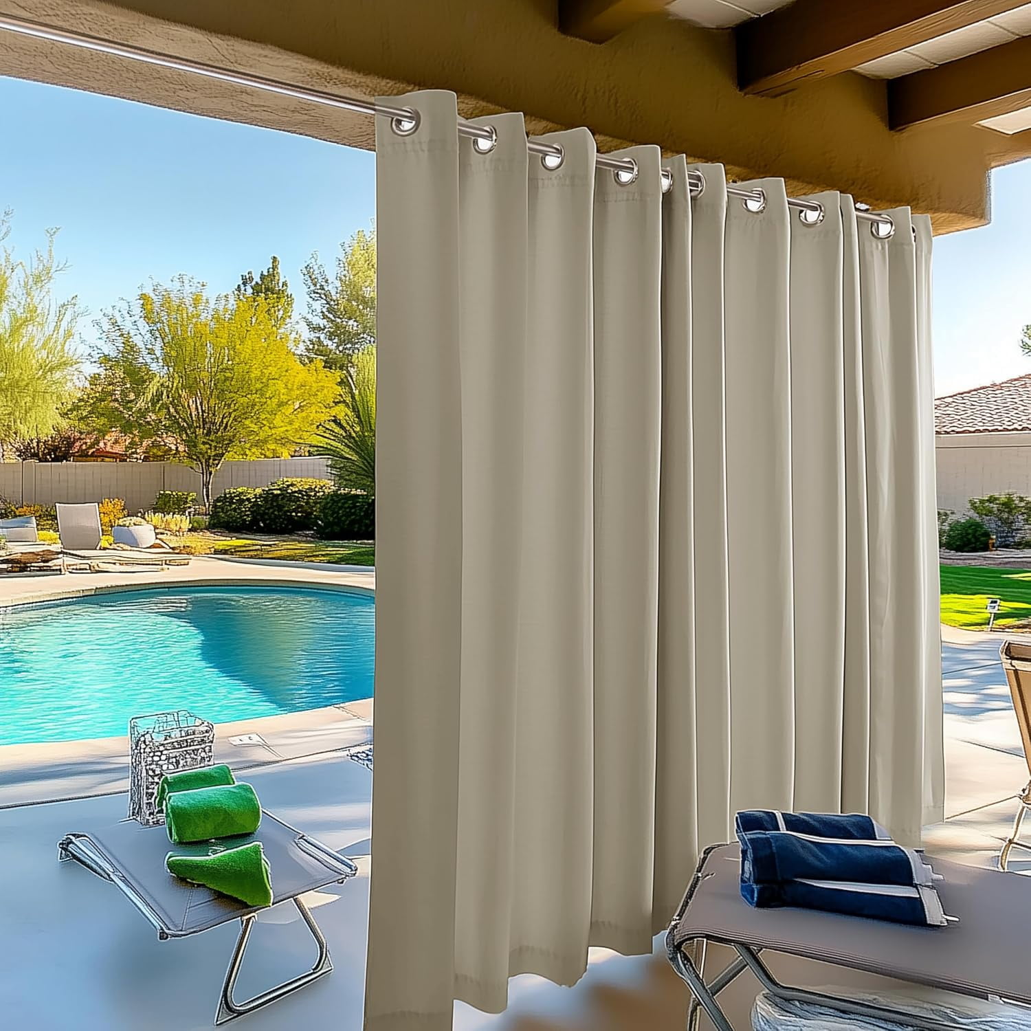AMGO Light Grey Outdoor Patio Curtain - Waterproof, 54 W x 100 L inch