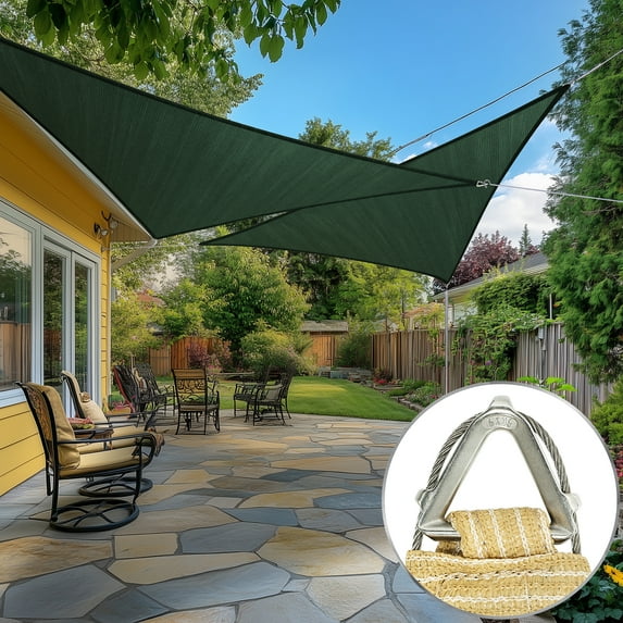 AMGO Pro Ring 33' x 46' x 56.62' Green Right Triangle Customized Size Sun Shade Sail,Commercial Grade Canopy, Reinforced Corners & Edges, 260 GSM Fabric Heavy Duty -3 Years Warranty