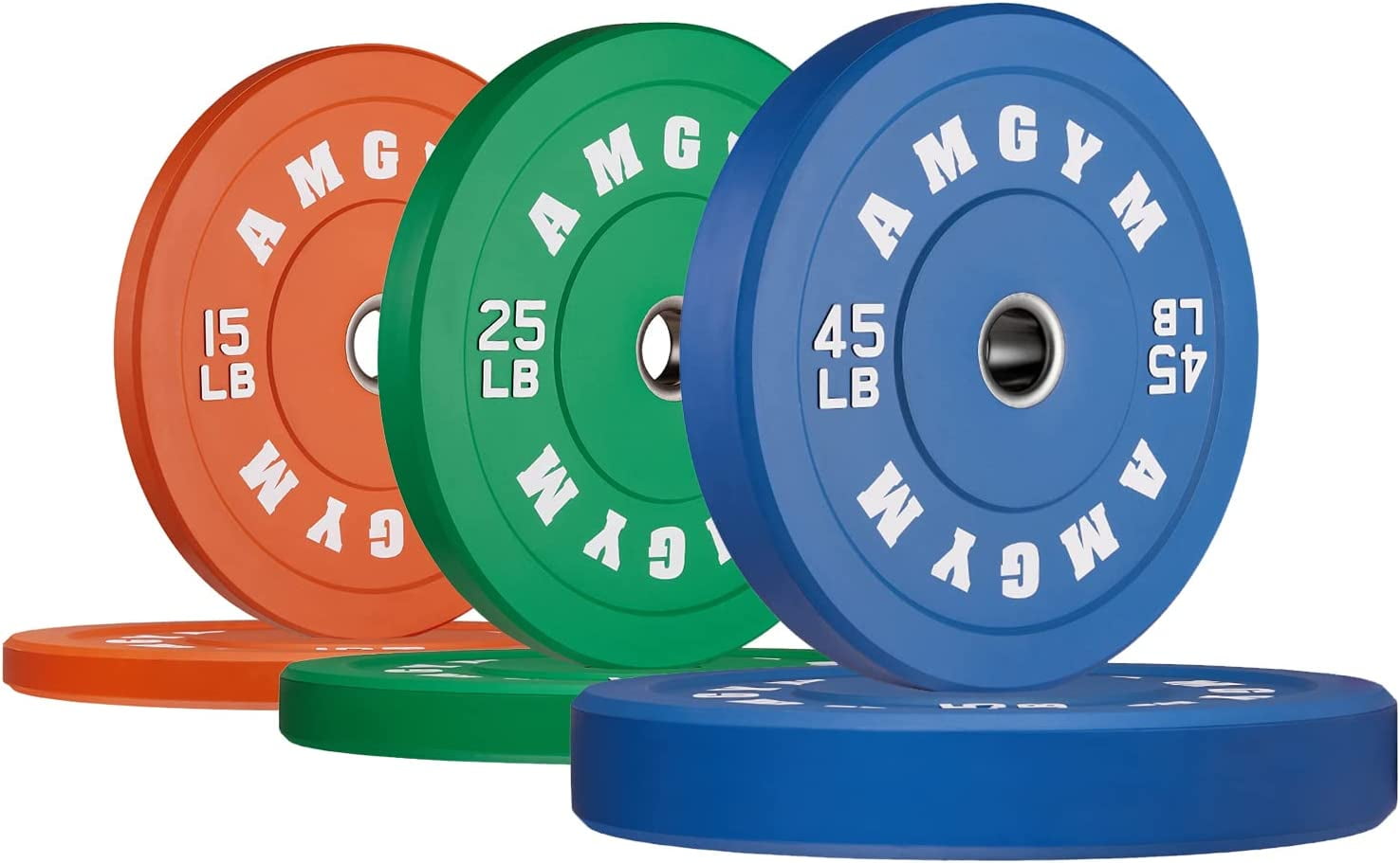 AMGYM Color Olympic Bumper Plate, Weights Plates, Bumper Weight Plate, Steel Insert, Strength